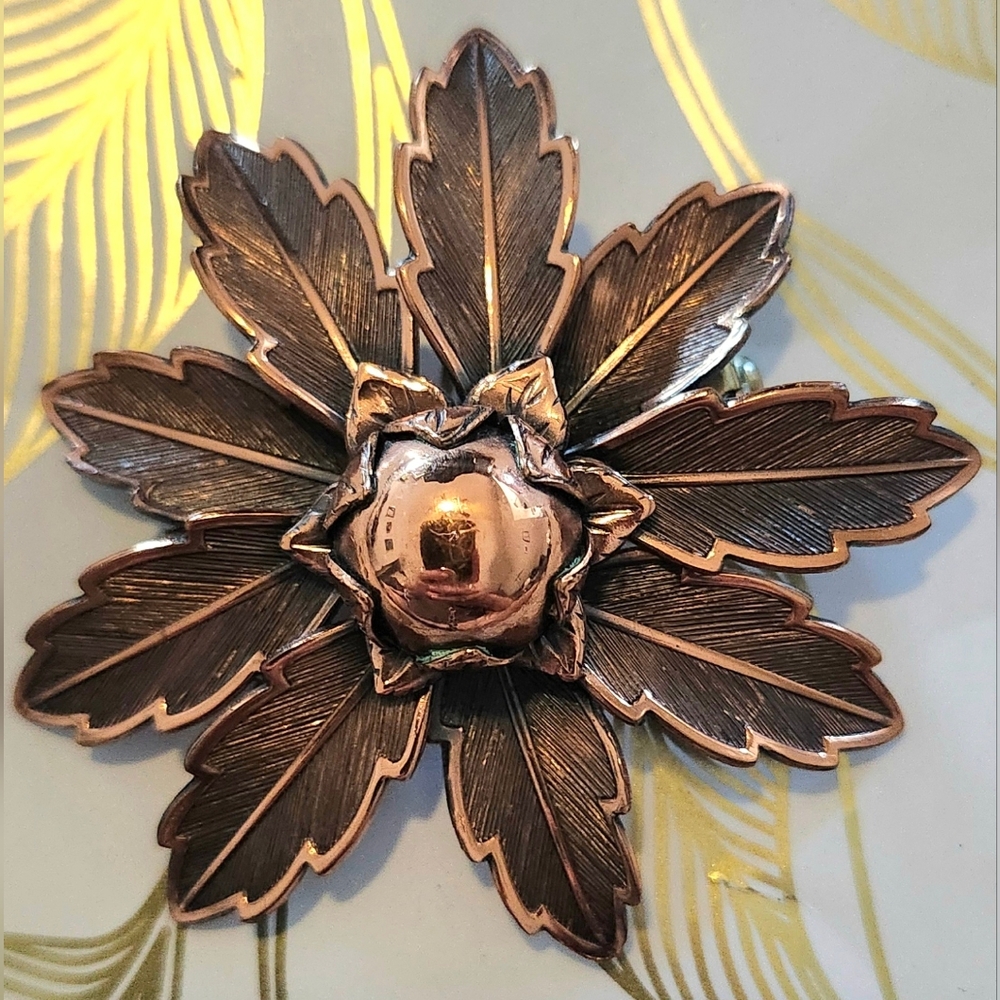 Vintage Bell Trading Post Solid Copper Flower Brooch